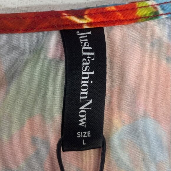 JustFashionNow Short Sleeve Shirt Womens Large Multicolor New Abstract Print - Picture 6 of 10